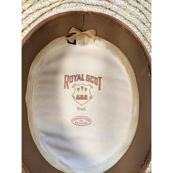 Men's Antique Royal Scot Vintage Gatsby Straw Boater Hat (size 6 7/8) AS IS - Picture 3 of 15